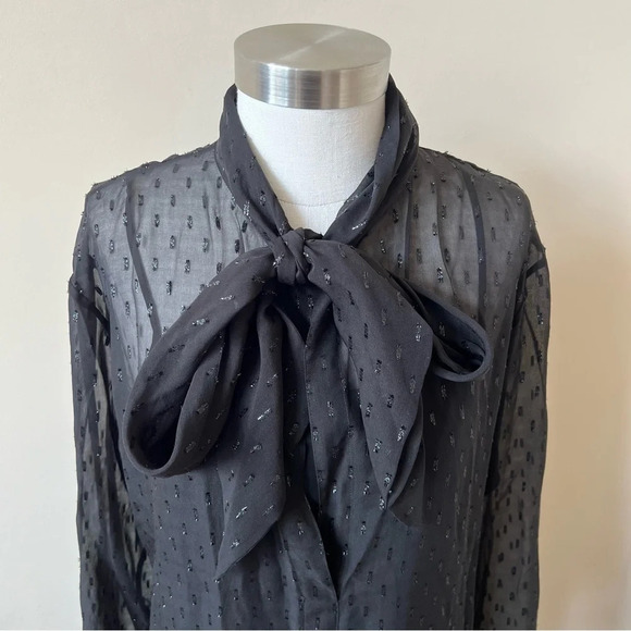 New! Theory Metallic Silk Scarf Dress/ Black 17999 - Picture 3 of 13